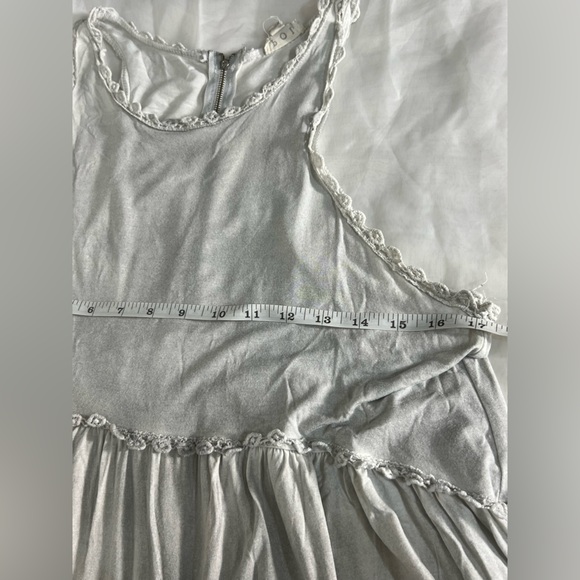 POL babydoll tank top high neck flowy zip back wash grey fog sleeveless shirt M - Picture 9 of 10
